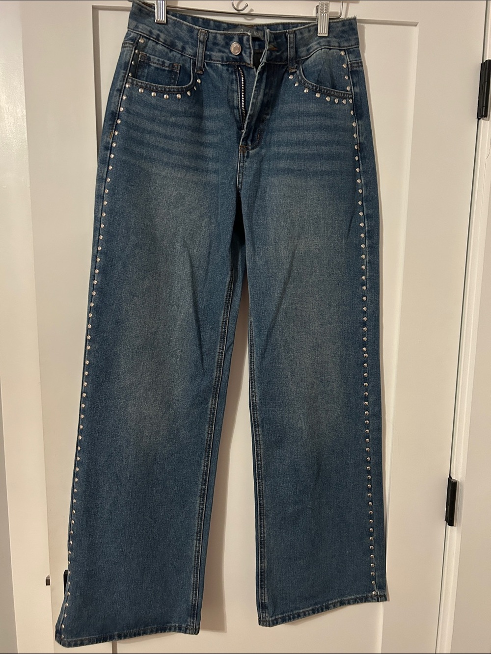 Cali1850 Stud-Trim Wide Leg Jeans